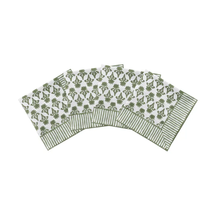 Lily katoenen servet - Green, 4-pack, 45x45 cm - Pick a Poppy