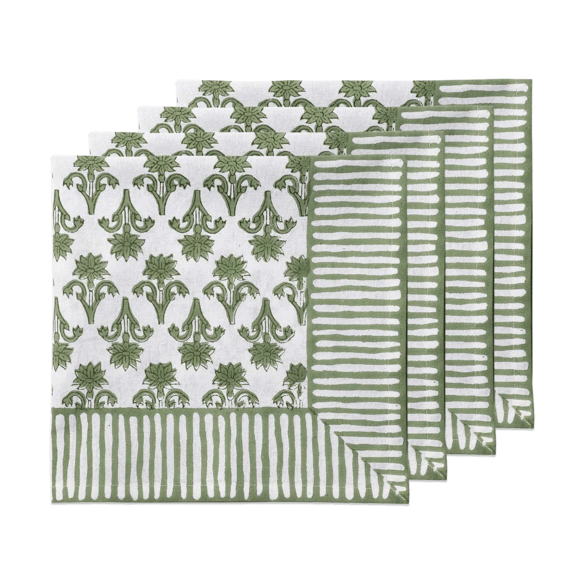 Lily katoenen servet, Green, 4-pack, 45x45 cm Pick a Poppy