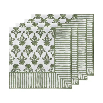 Lily katoenen servet - Green, 4-pack, 45x45 cm - Pick a Poppy