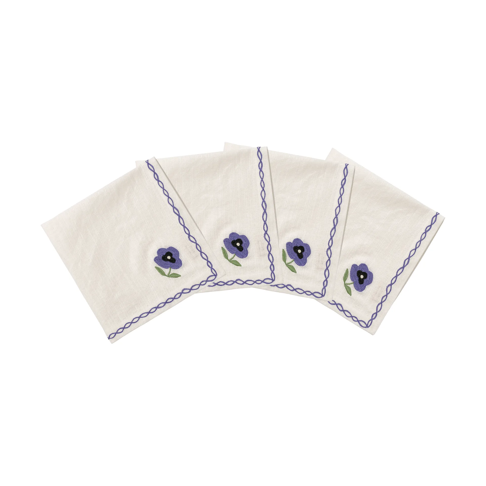 Madelen Möllard Pansy katoenen servet, Blue, 4-pack, 45x45 cm Pick a Poppy