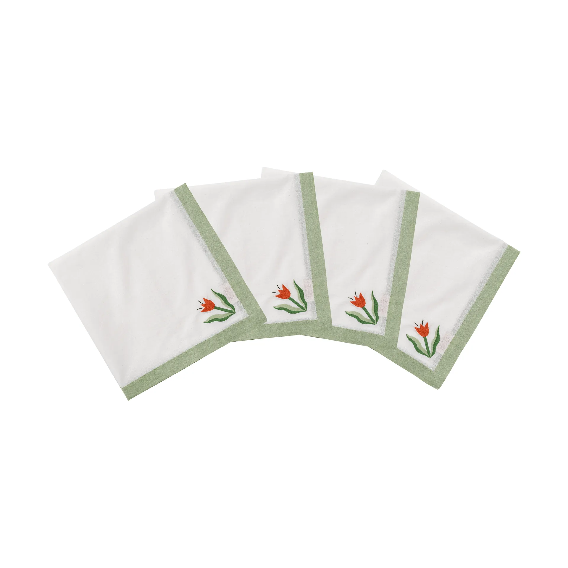 Madelen Möllard Tulip katoenen servet, lichtgroen, 4-pack, 45x45 cm Pick a Poppy