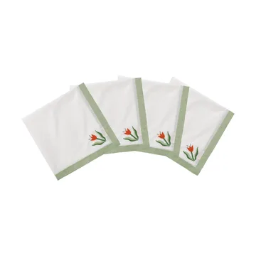 Madelen Möllard Tulip katoenen servet - lichtgroen, 4-pack, 45x45 cm - Pick a Poppy