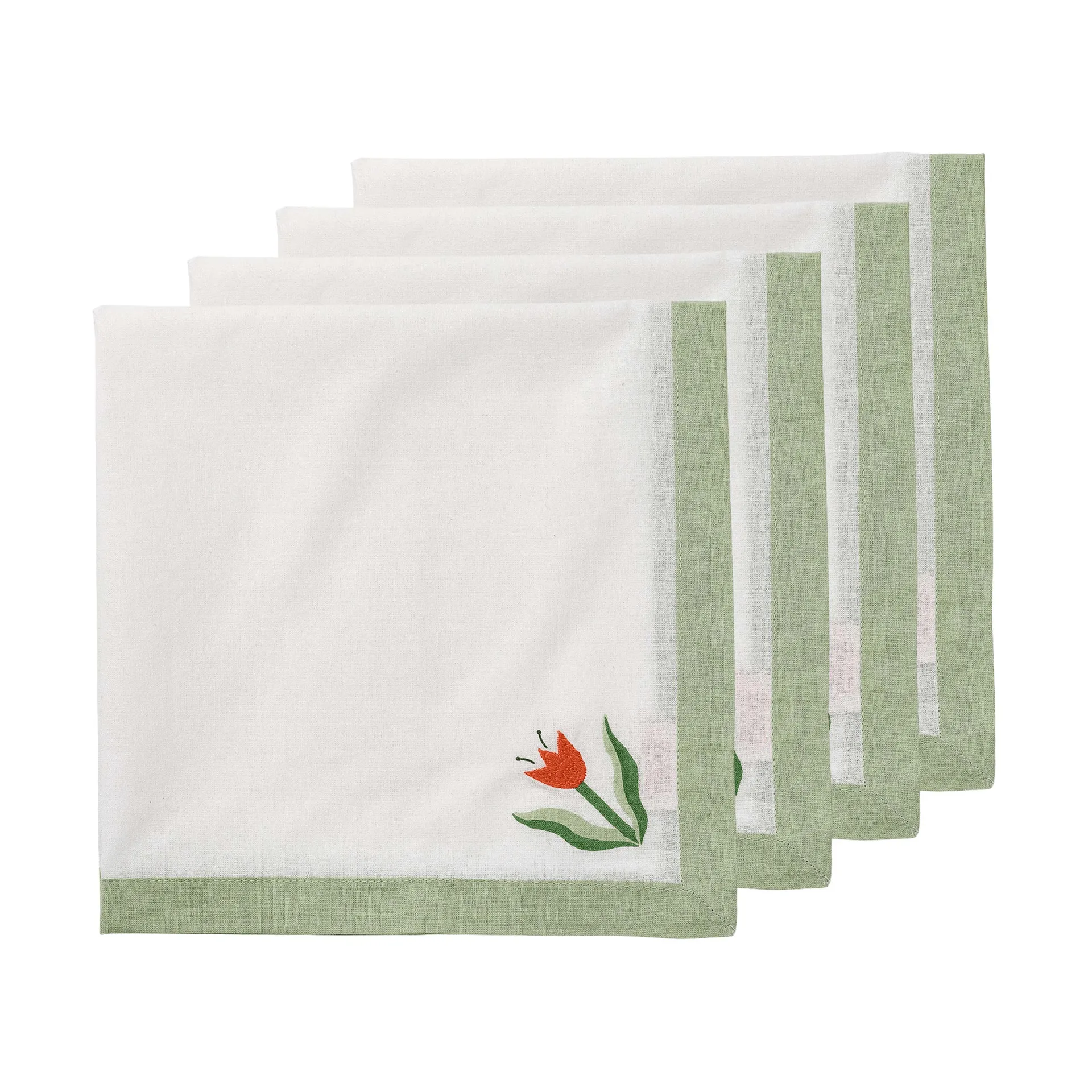 Madelen Möllard Tulip katoenen servet, lichtgroen, 4-pack, 45x45 cm Pick a Poppy