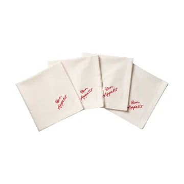 Quote katoenen servet - Rood, 4-pack, 45x45 cm - Pick a Poppy