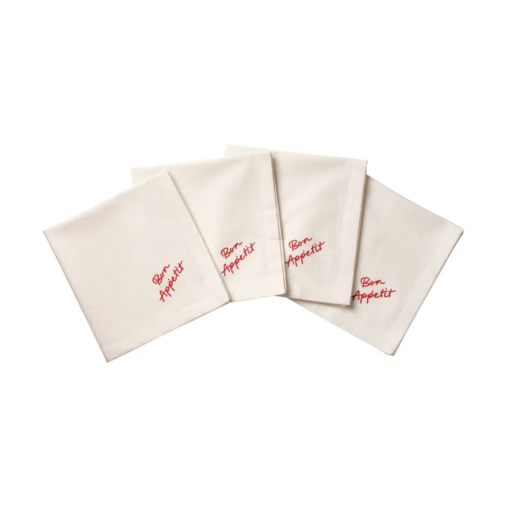Quote katoenen servet - Rood, 4-pack, 45x45 cm - Pick a Poppy