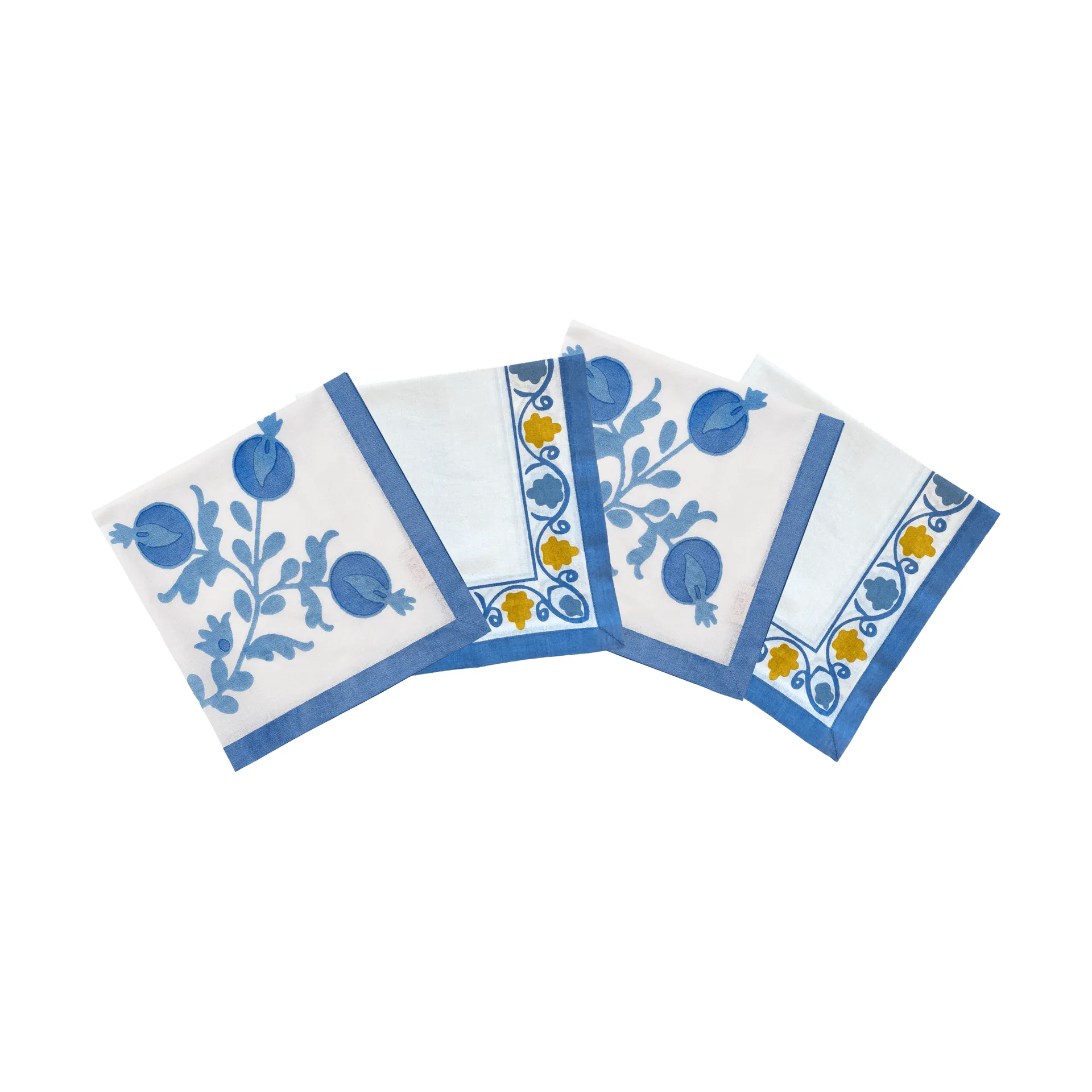 Suzani katoenen servet, Blue, 4-pack, 45x45 cm Pick a Poppy