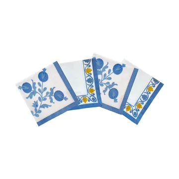 Suzani katoenen servet - Blue, 4-pack, 45x45 cm - Pick a Poppy
