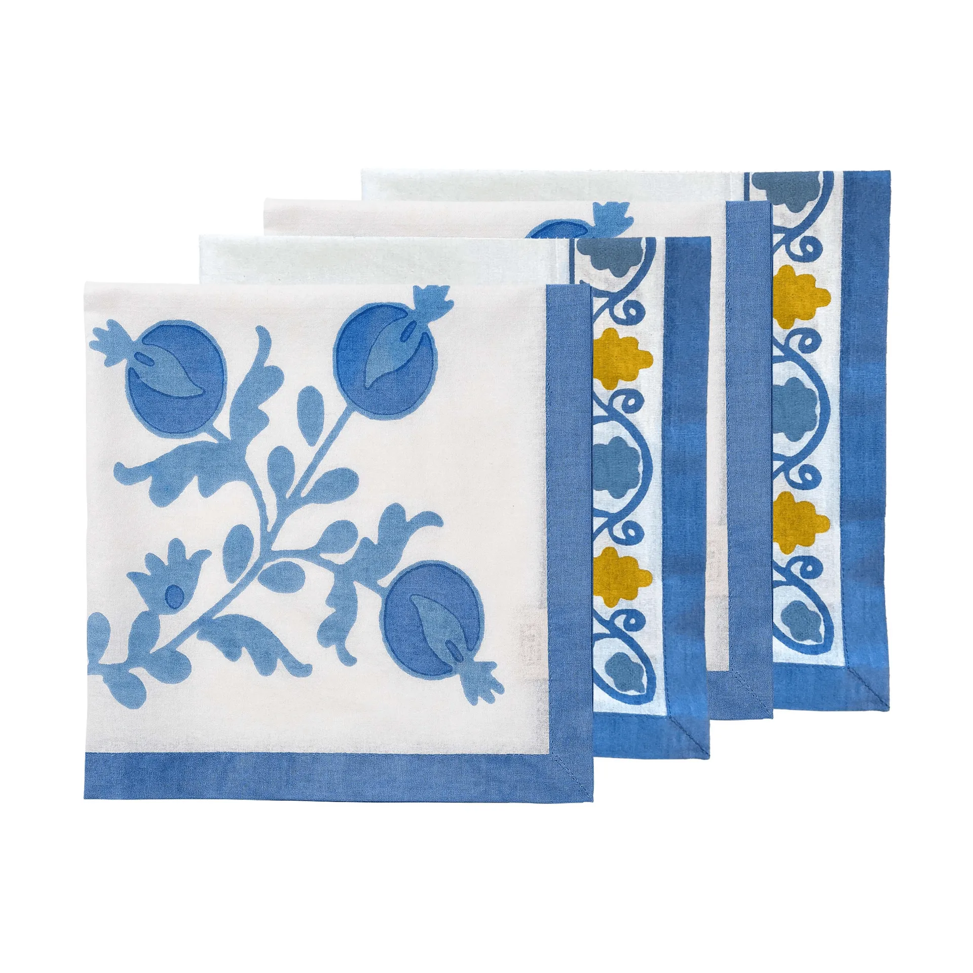 Suzani katoenen servet, Blue, 4-pack, 45x45 cm Pick a Poppy