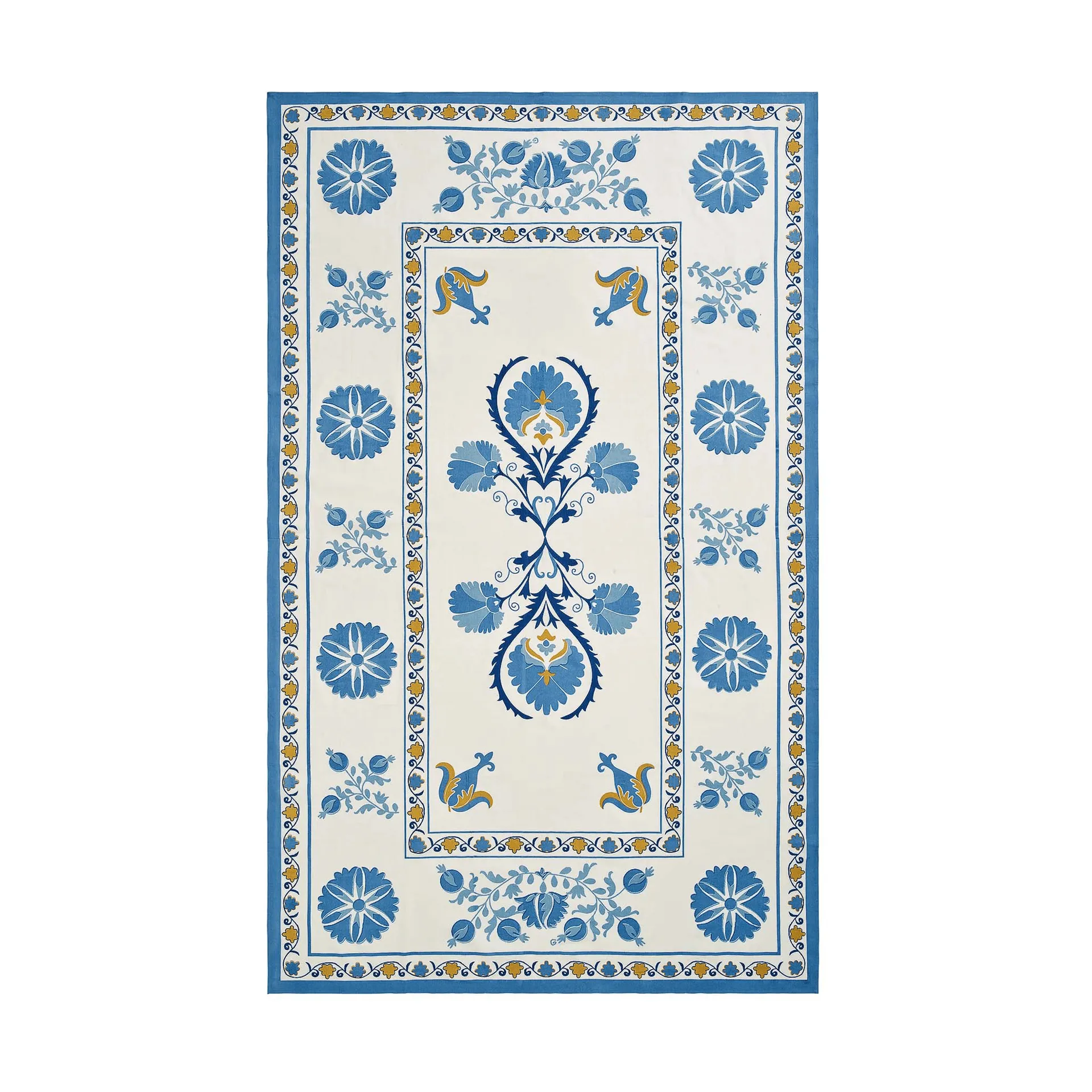Suzani tafellaken, Blue, 350x150 cm Pick a Poppy