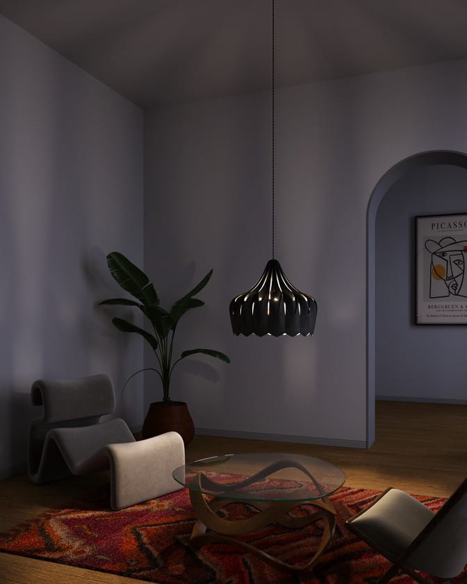 Pioni hanglamp L Ø52 cm, Zwart Pilke