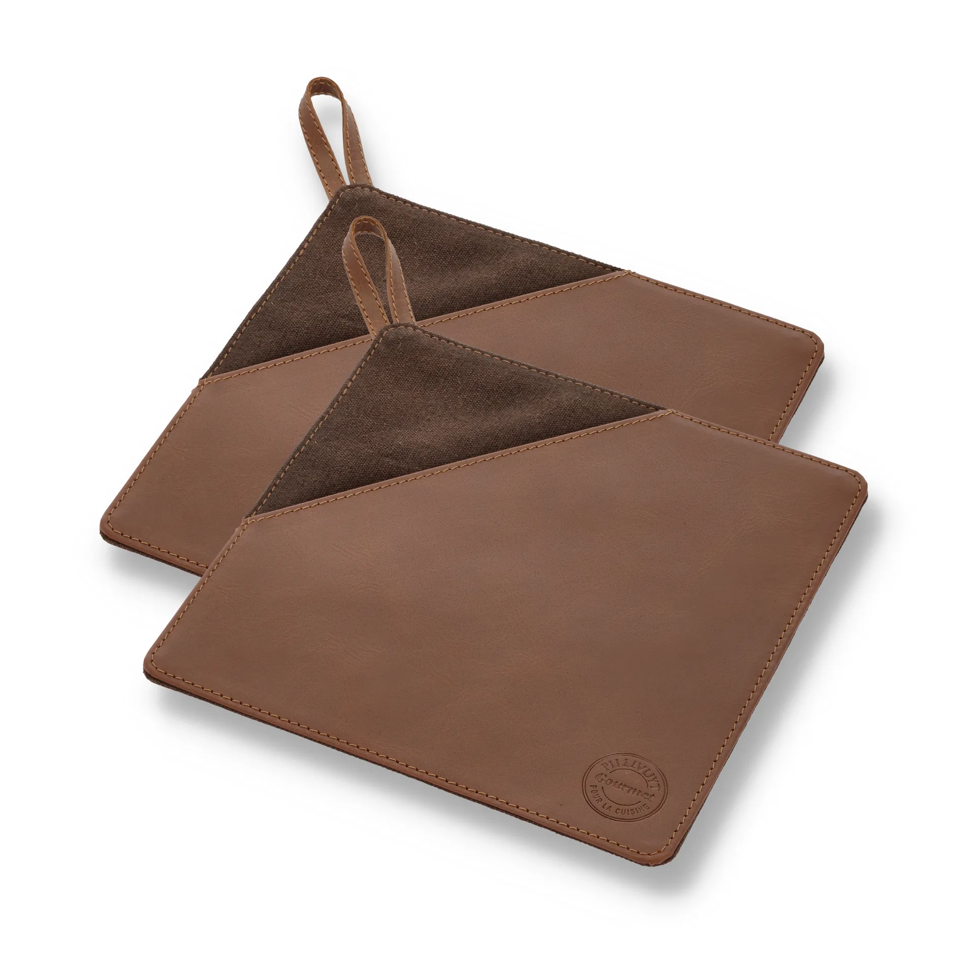 Pillivuyt Gourmet pannenlap 20,5x20,5 cm 2-pack, Bruin leer Pillivuyt
