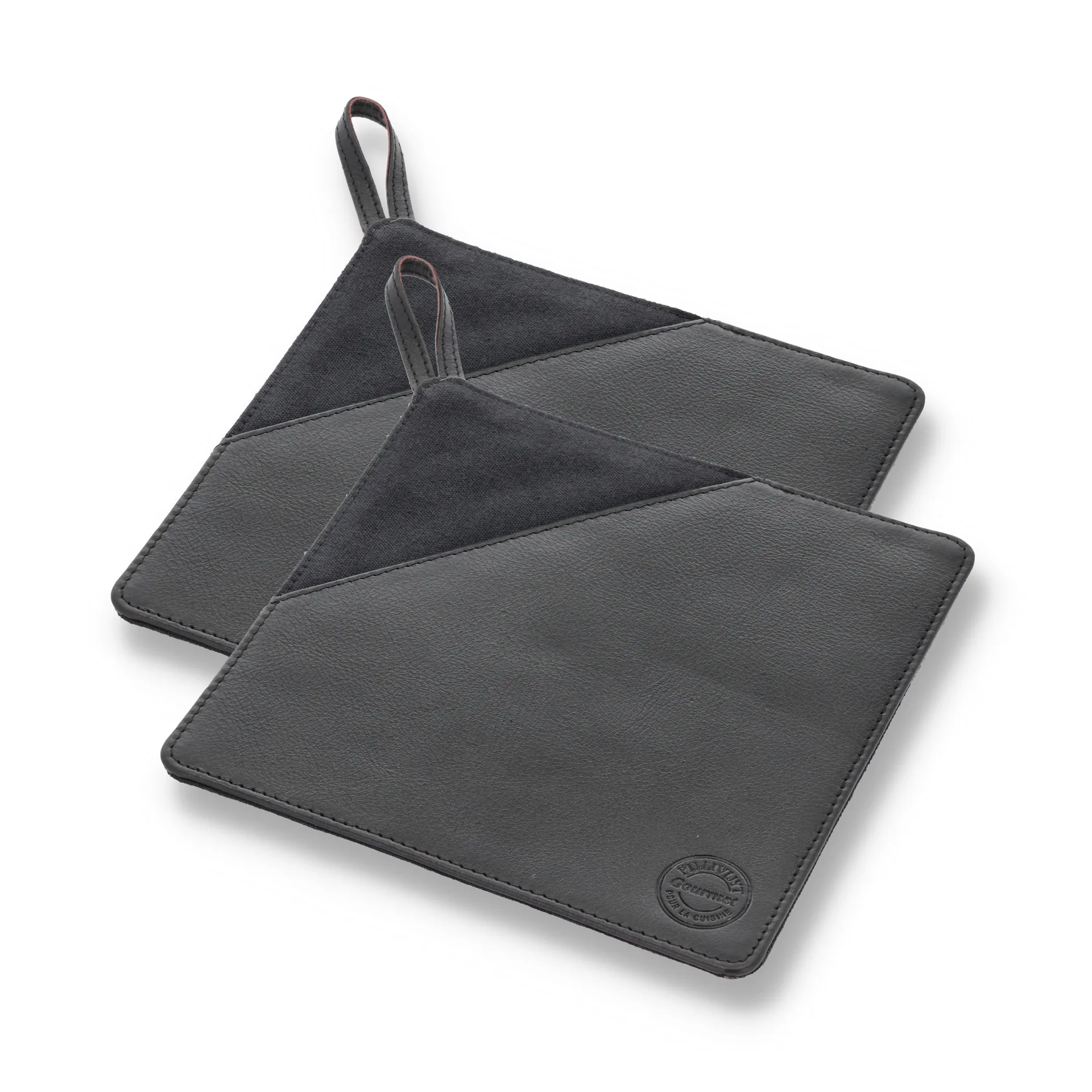 Pillivuyt Gourmet pannenlap 20,5x20,5 cm 2-pack, Zwart leer Pillivuyt