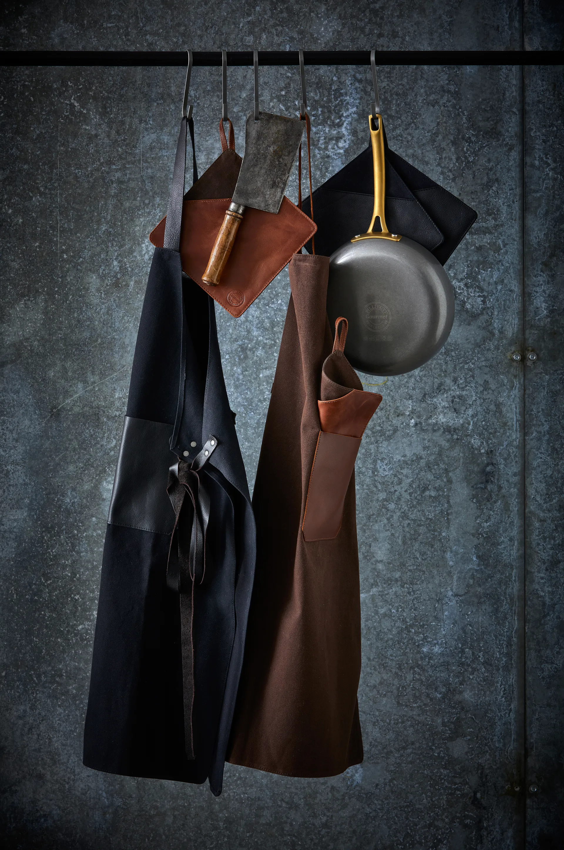 Pillivuyt Gourmet pannenlap 20,5x20,5 cm 2-pack, Zwart leer Pillivuyt