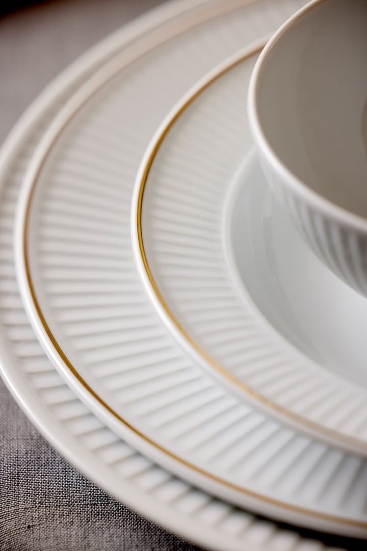 Plissé diep bord met gouden rand Ø22 cm, Wit Pillivuyt