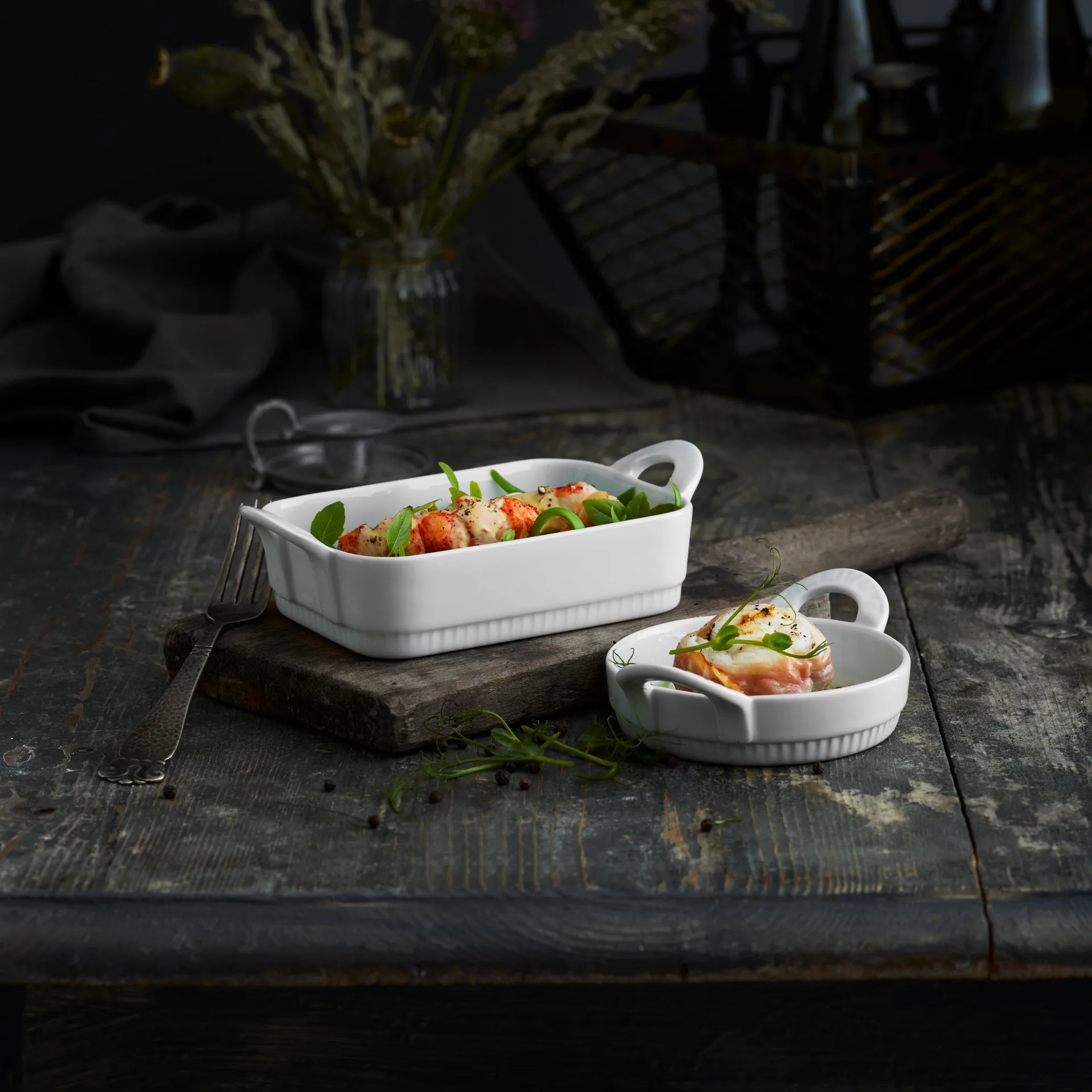 Toulouse schotel met handvat rond, Wit Pillivuyt