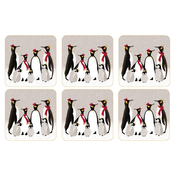 Christmas Penguin glasonderzetters 6-pack - Grijs - Pimpernel