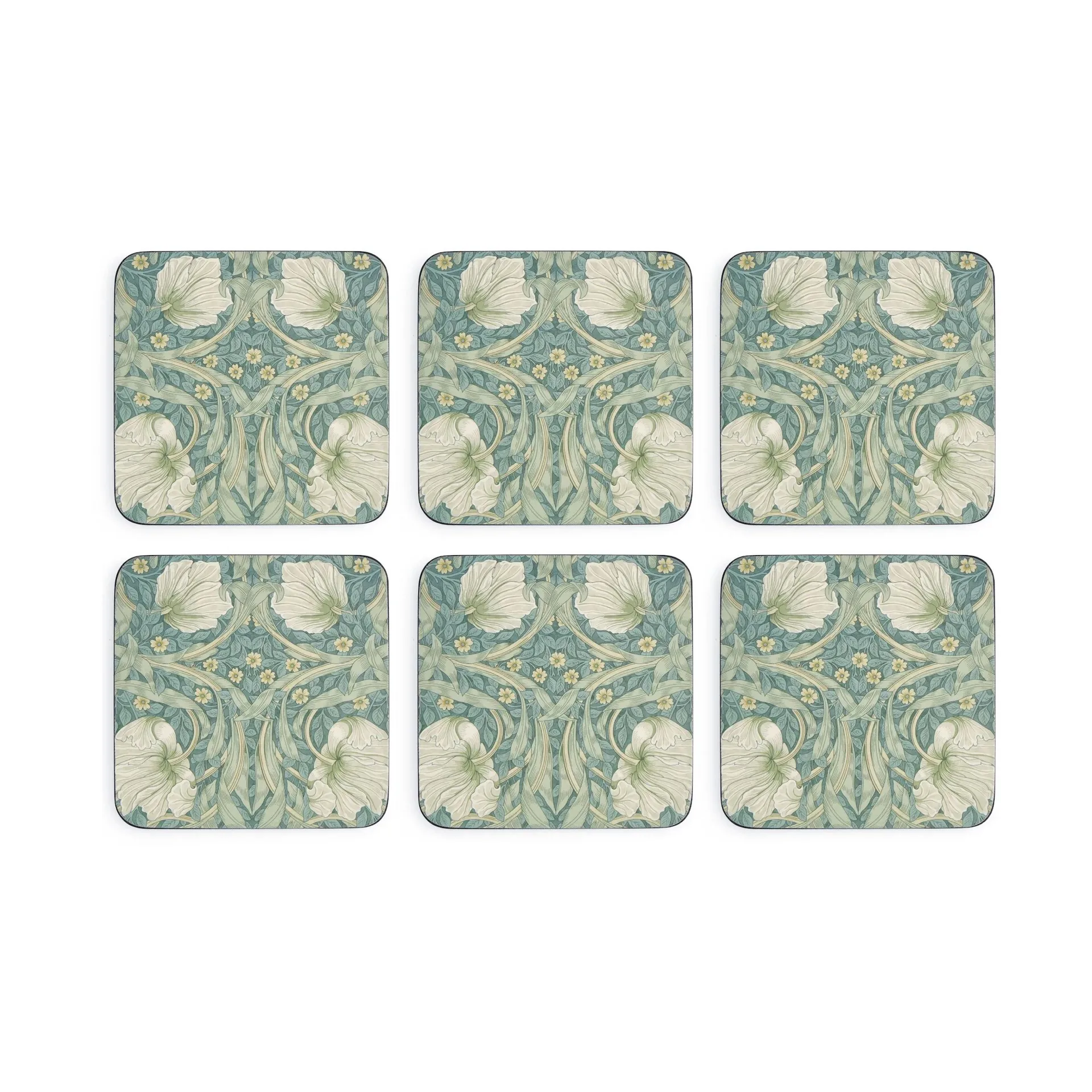 Morris & Co Pimpernel onderzetters 6-pack, Green, blue Pimpernel