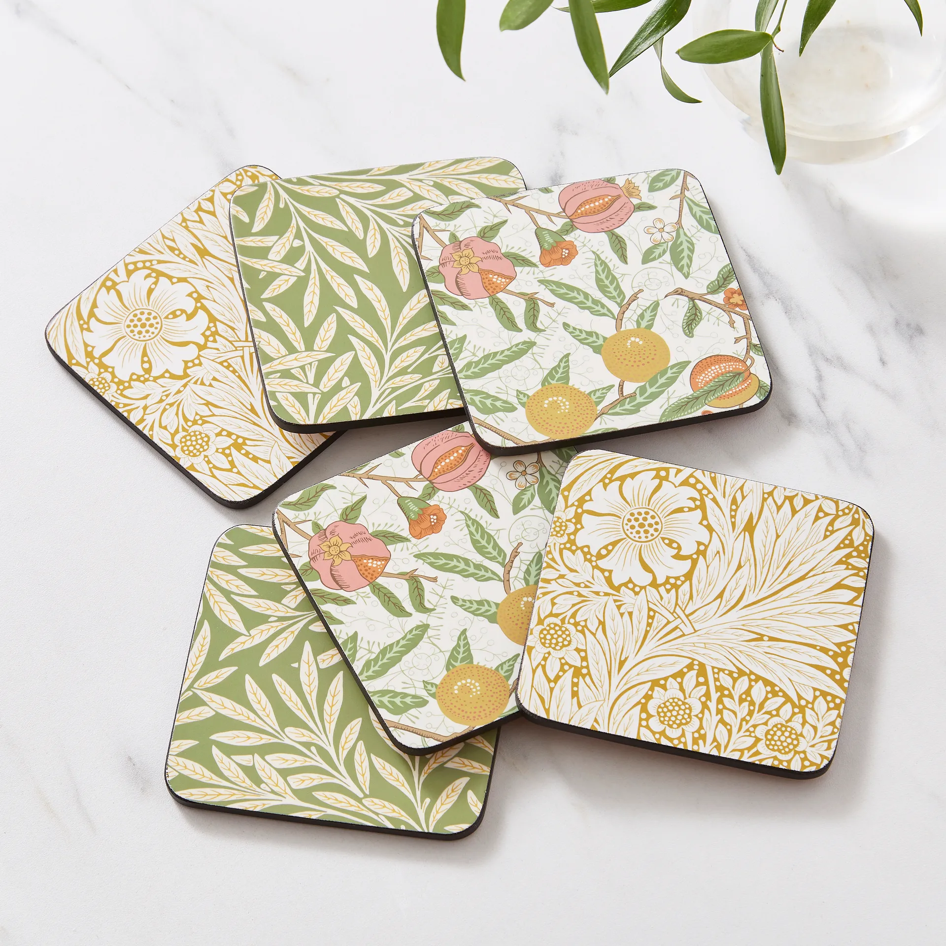 Morris & Co Simpley mixed onderzetters 6-delig, Fruit, Willow, Marigold Pimpernel