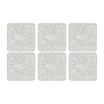 Strawberry Thief glazen onderzetter 6-pack - Grey - Pimpernel
