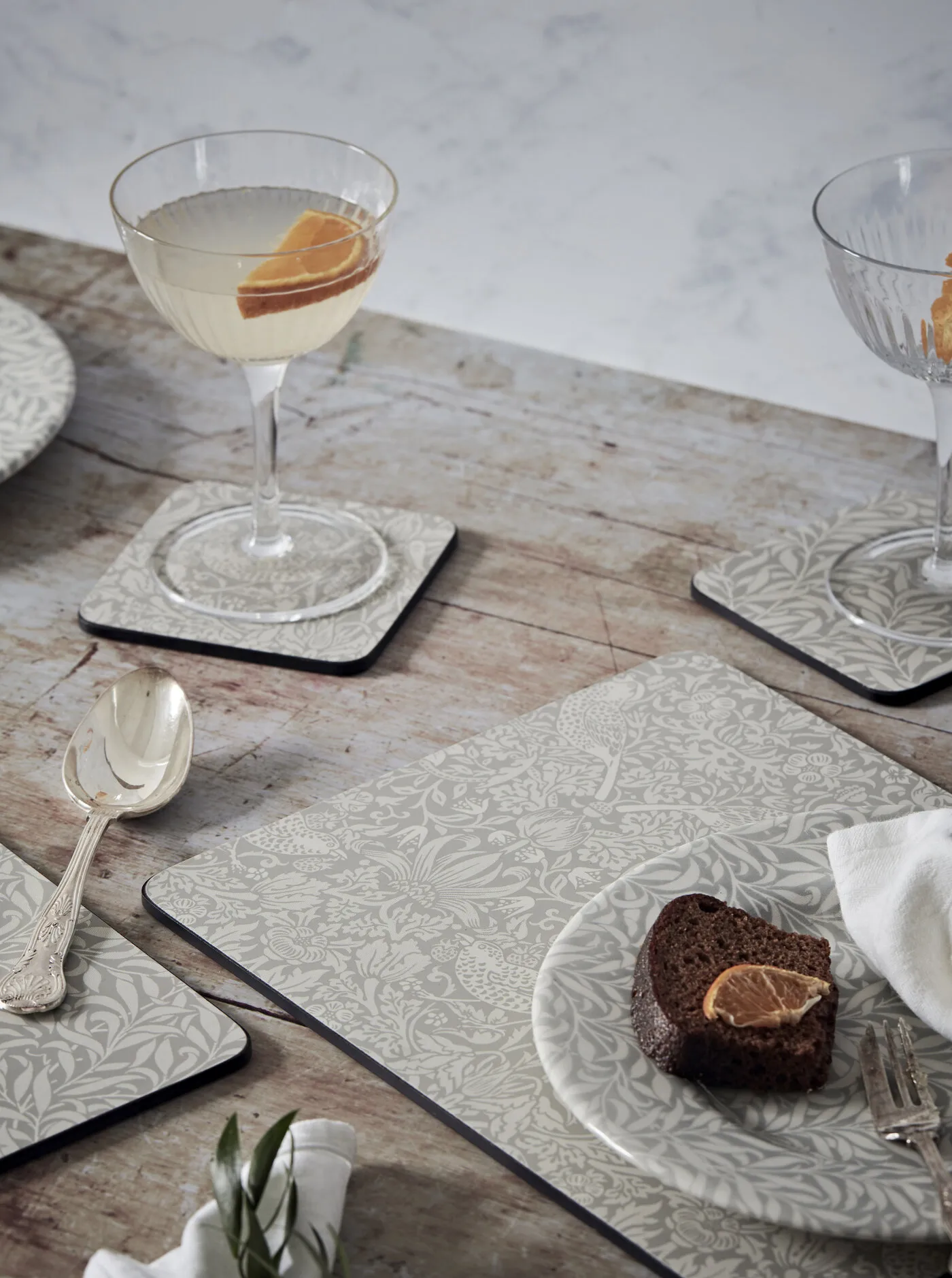 Strawberry Thief glazen onderzetter 6-pack, Grey Pimpernel