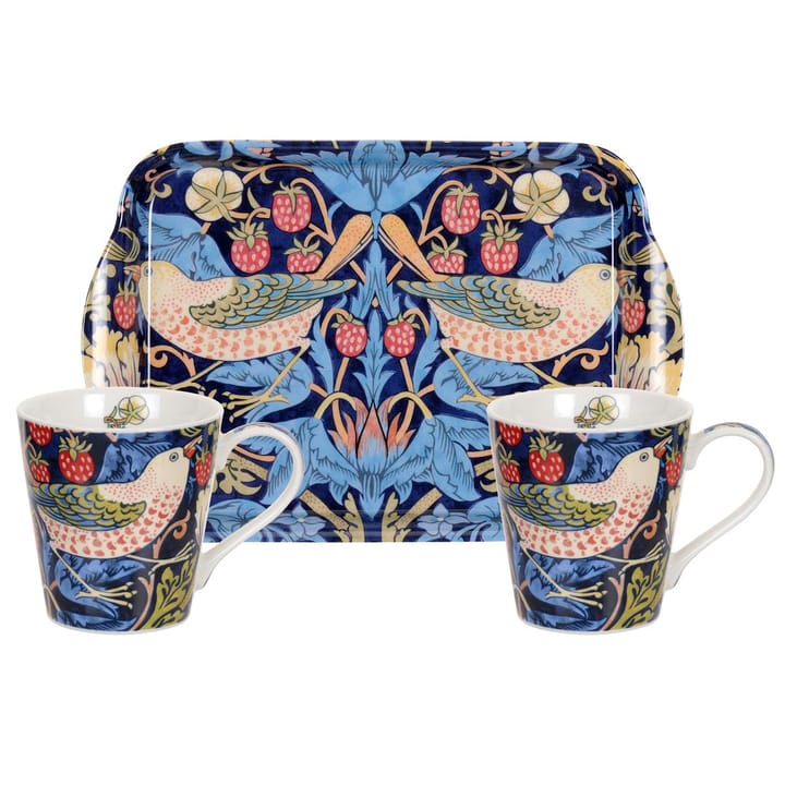 Strawberry Thief mok en dienblad set  - Blauw - Pimpernel