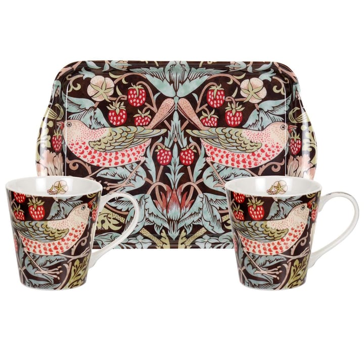 Strawberry Thief mok en dienblad set  - Bruin - Pimpernel