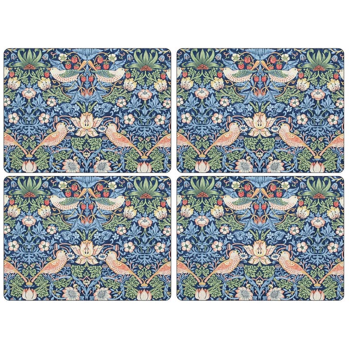 Strawberry Thief placemat 30x40 cm 4-pack - Blauw - Pimpernel