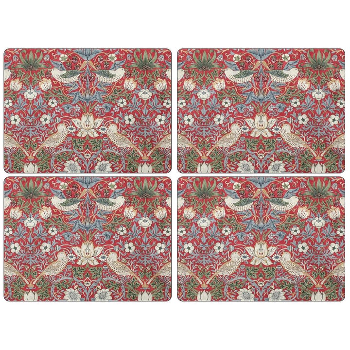 Strawberry Thief placemat 30x40 cm 4-pack - Rood - Pimpernel