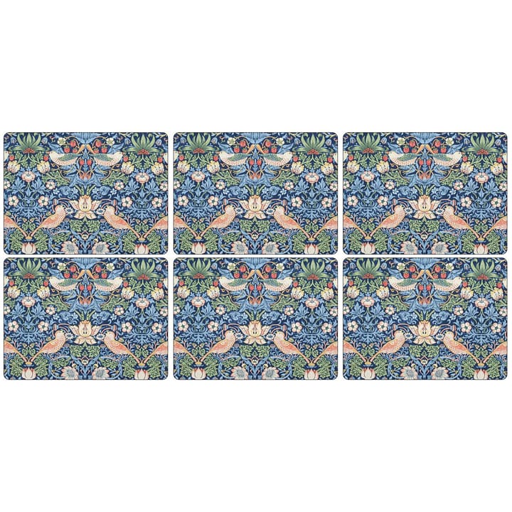 Strawberry Thief placemats 30x23 cm 6-pack - Blauw - Pimpernel