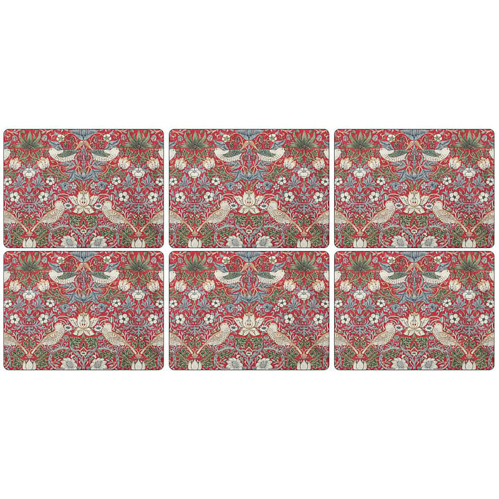 Strawberry Thief placemats 30x23 cm 6-pack - Rood - Pimpernel