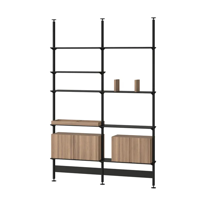 Pira G2 wandsysteem F C A Black/Walnut 256-264 cm - Pira