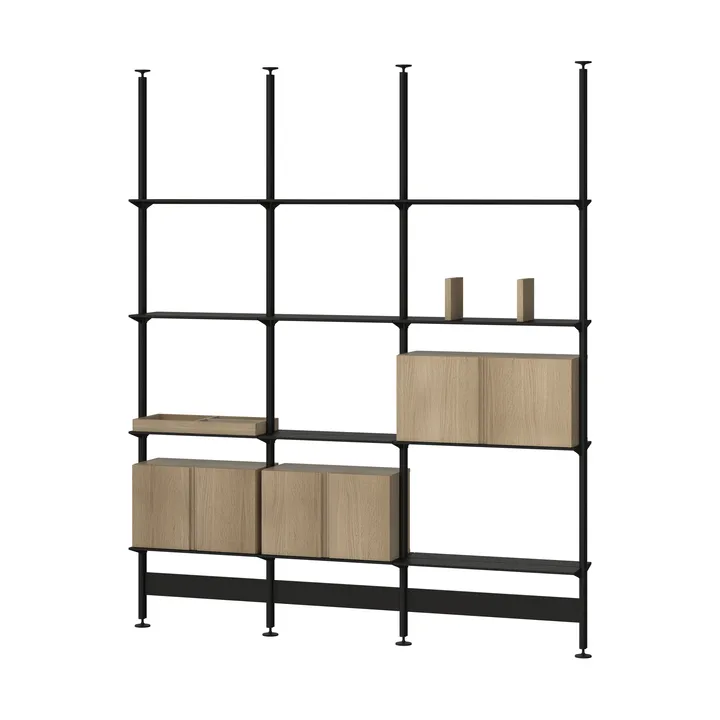 Pira G2 wandsysteem F C B Black/Oak 256-264 cm - Pira