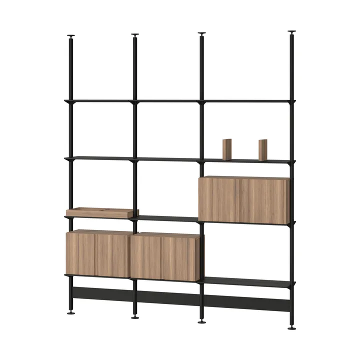 Pira G2 wandsysteem F C B Black/Walnut 248-255 cm - Pira