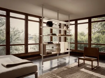 Pira vitrinekast - Gebleekt eiken-geribbeld glas, 90x31 cm, 4 deuren - Pira