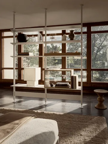 Pira vitrinekast - Gebleekt eiken-helder glas, 70x31 cm, 4 deuren - Pira