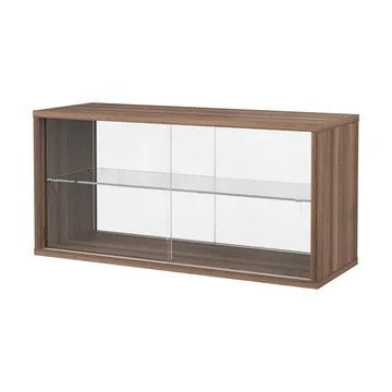 Pira vitrinekast - Walnoot-helder glas, 90x31 cm, 4 deuren - Pira