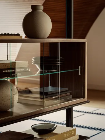 Pira vitrinekast - Walnoot-helder glas, 90x31 cm, 4 deuren - Pira