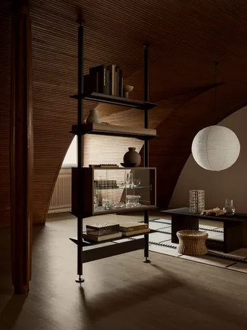 Pira vitrinekast - Walnoot-helder glas, 90x31 cm, 4 deuren - Pira