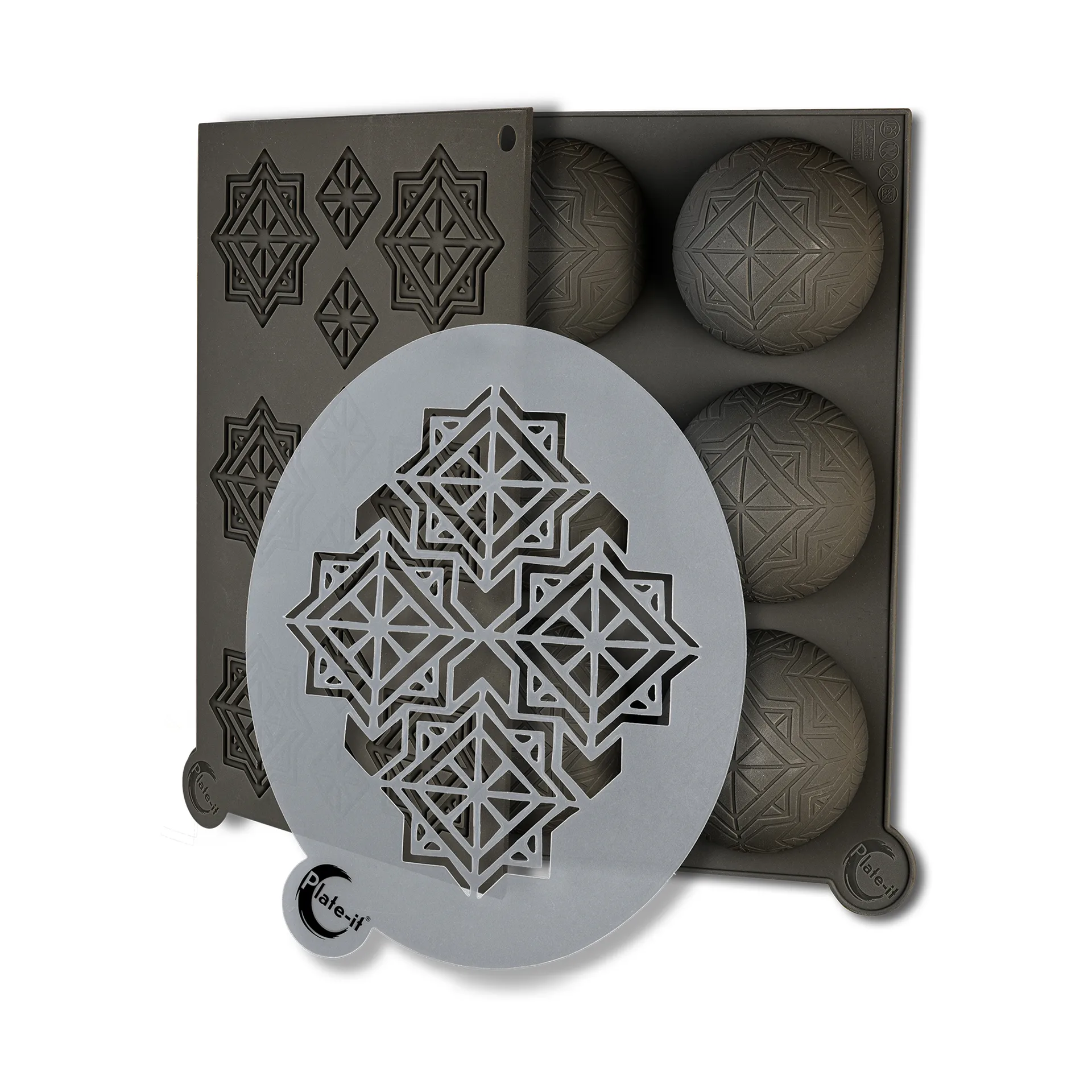 Plate-it infinity siliconen vormset 3-delig, Grijs Plate It