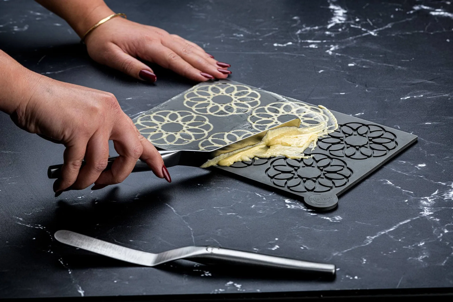 Plate-it spatel, Roestvrij staal, 3 delen Plate It