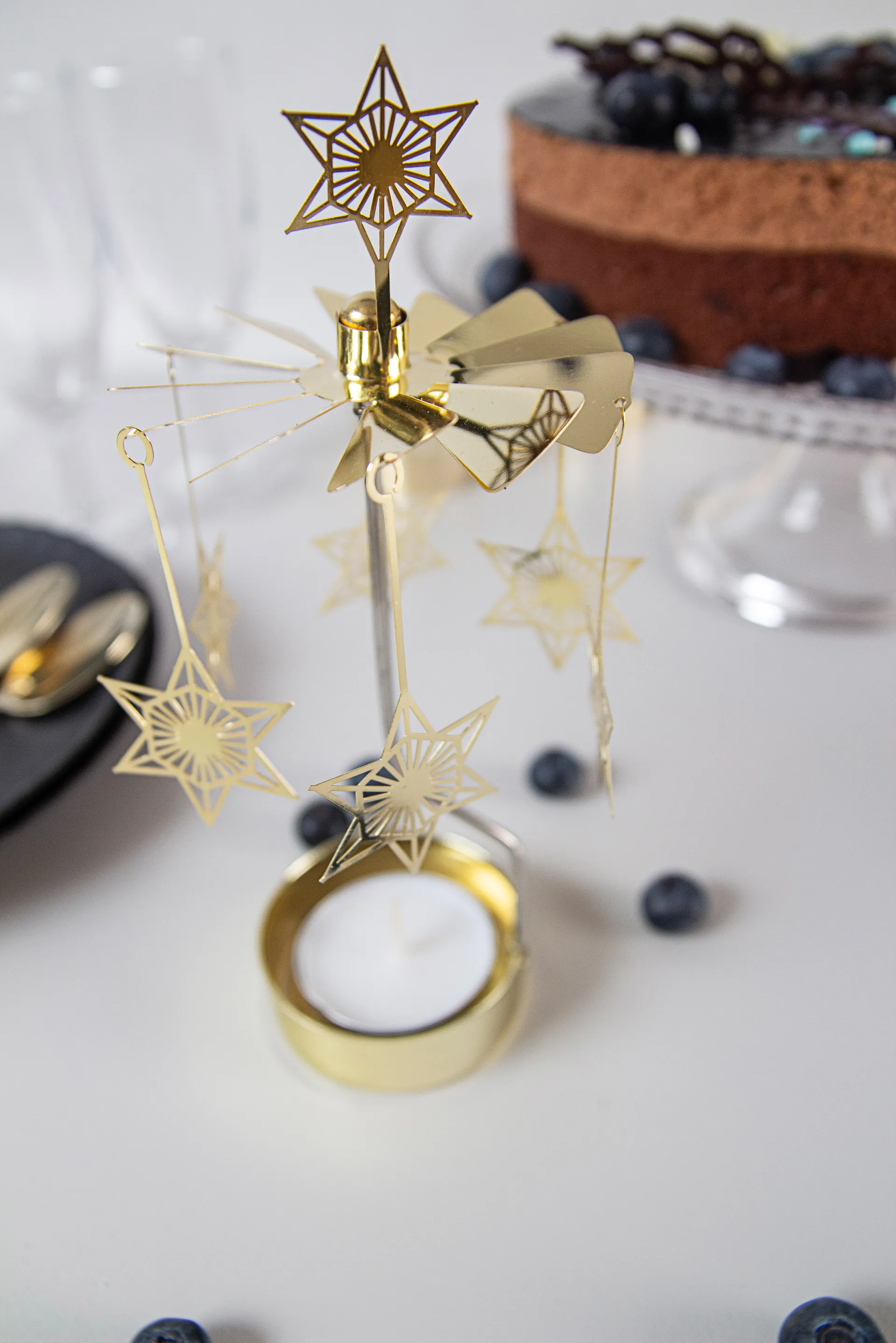 Art Deco ster waxinelichtjeshouder, Goud Pluto Design