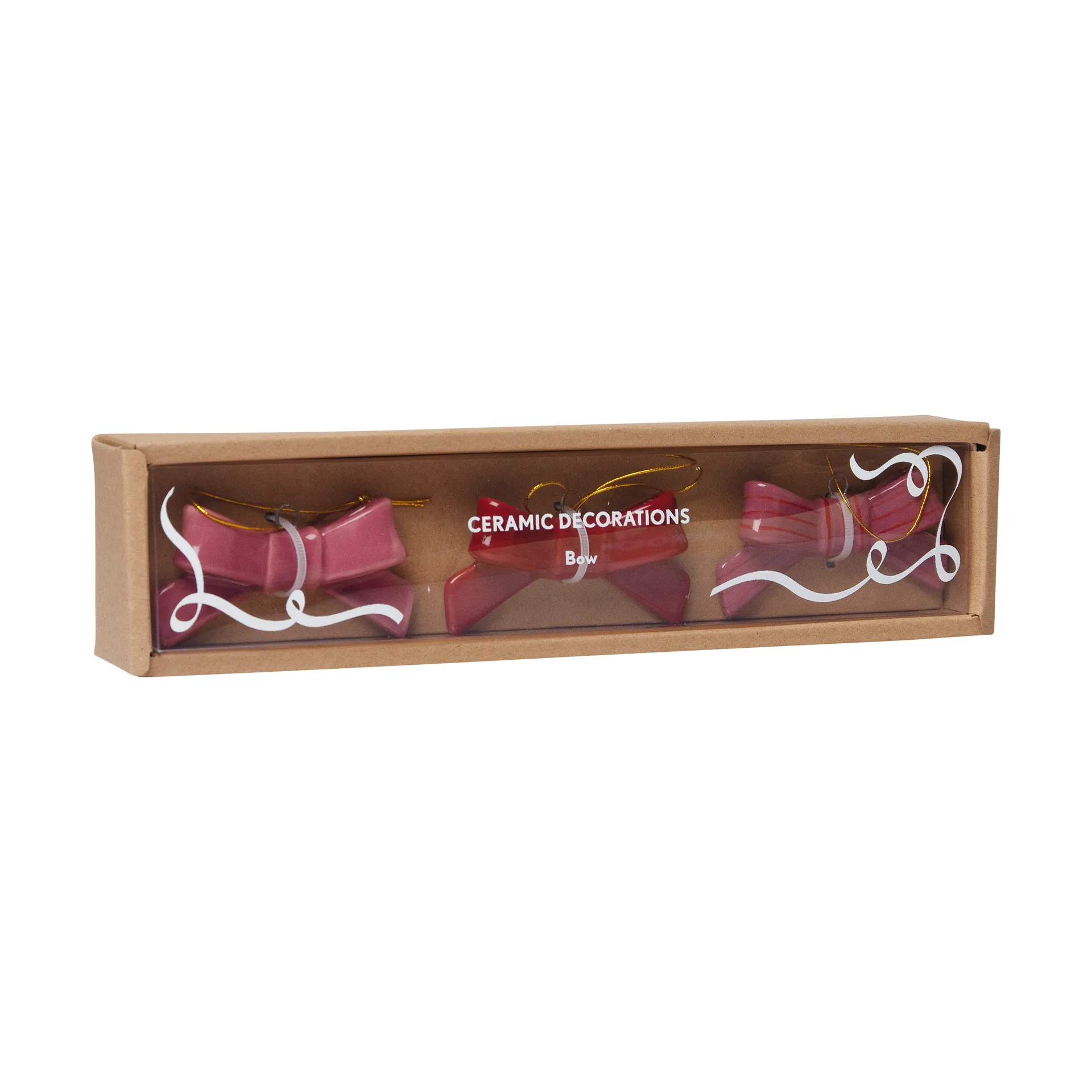 Bow decoratiehanger 3 delen., Rood-roze Pluto Design