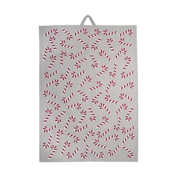 Candy cane theedoek 50x70 cm - Wit-grijs-rood - Pluto Design