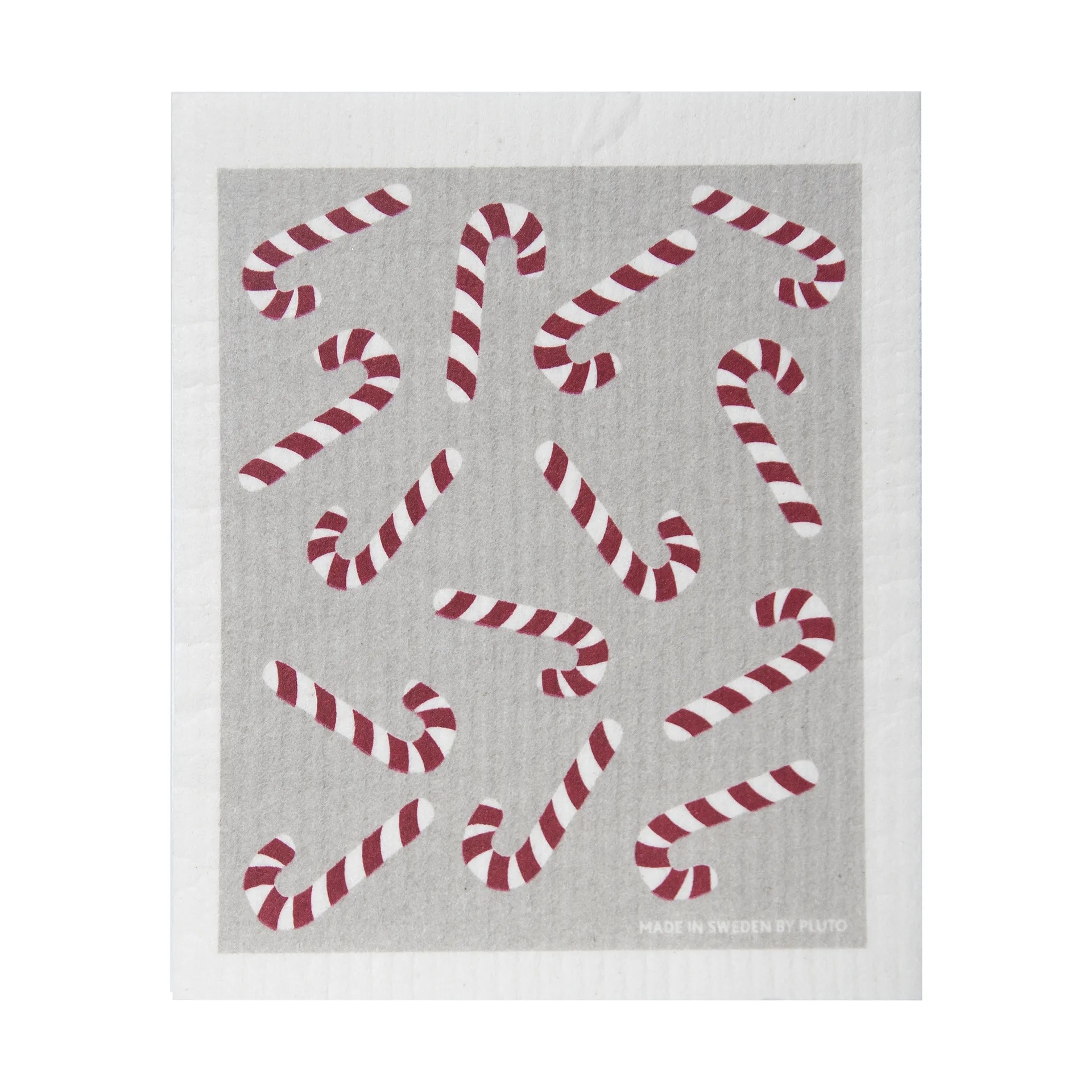 Candy cane vaatdoek 17x20 cm, Wit-grijs-rood Pluto Design
