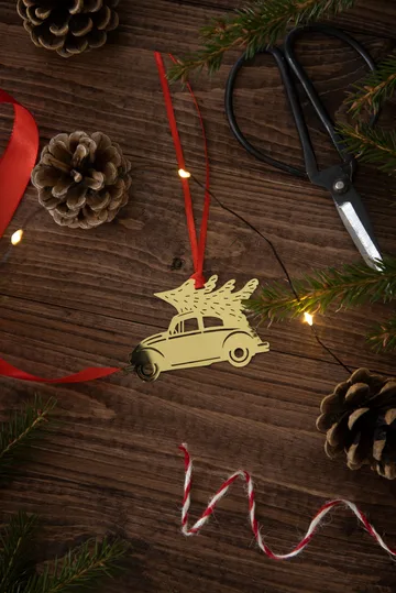 Christmas car kerstboomhanger - Goud - Pluto Design