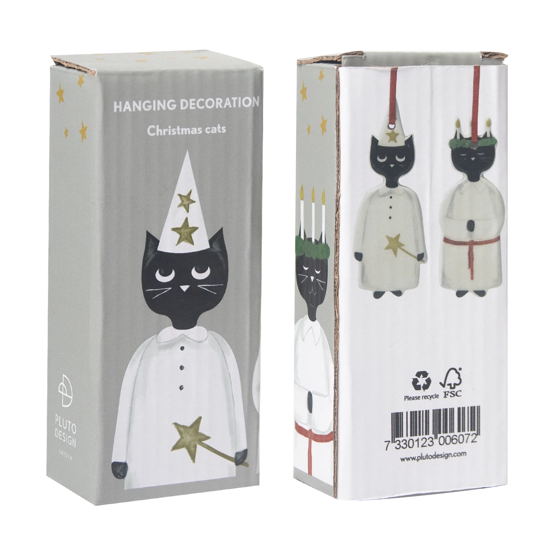 Christmas cats kersthanger 2-delig, Zwart-wit Pluto Design