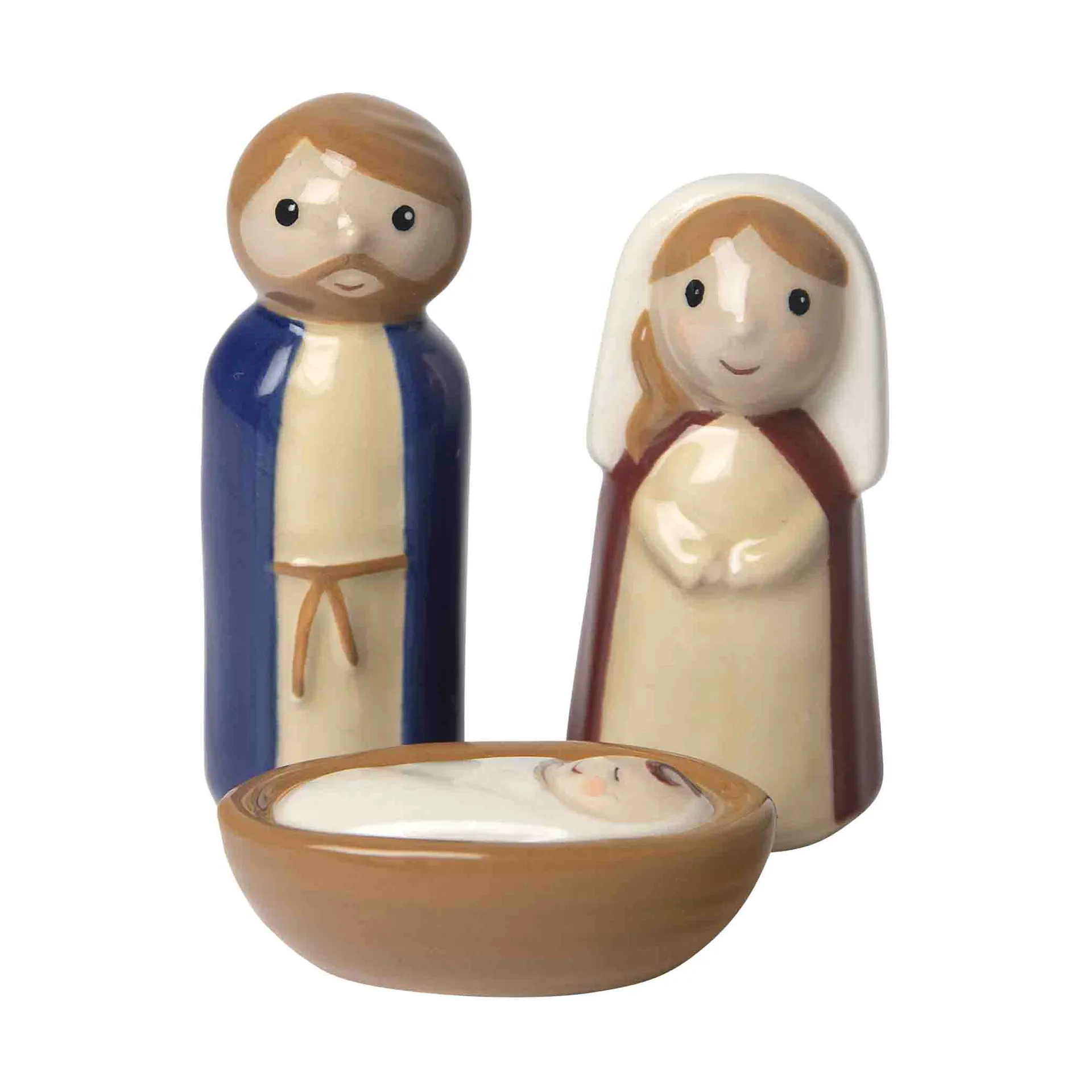 Crib family kerststal keramiek 3-delig, Jezus, Jozef en Maria Pluto Design