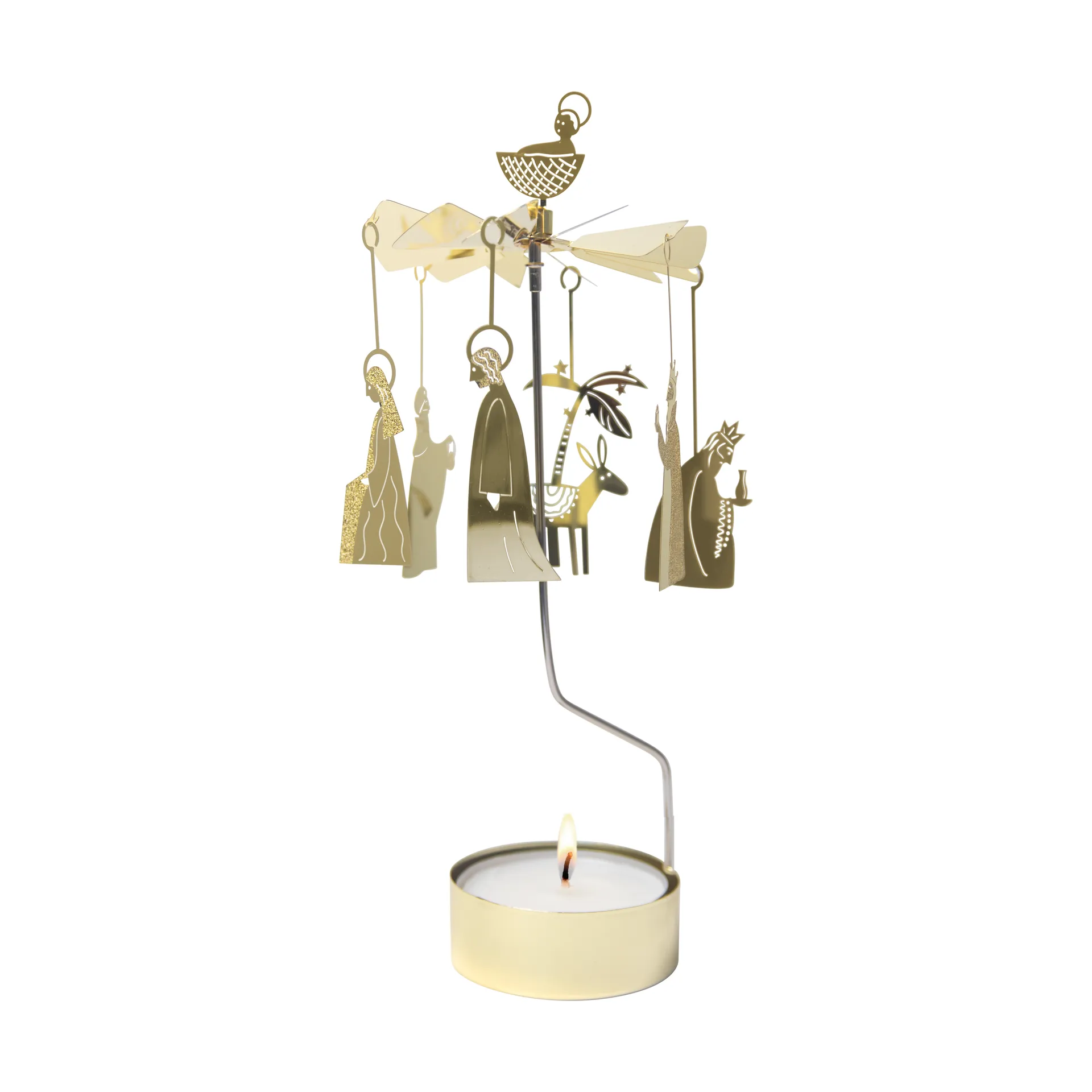 Crib family theelicht carrousel, Goud Pluto Design