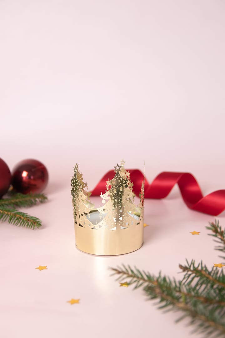 Denneboom waxinelichtjeshouder medium, Goud Pluto Design