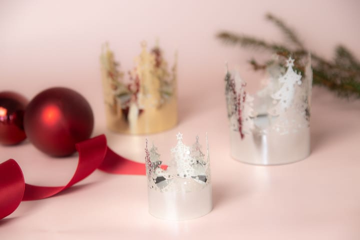 Denneboom waxinelichtjeshouder mini, Zilver Pluto Design